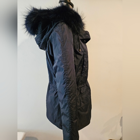 ⭐️ Army Yves Salomon genuine fur lined navy blue parka size 32 - Picture 6 of 16